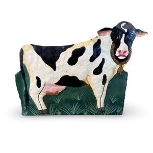 Dairy Cow Metal Planter/Container for Wall or Tabletop